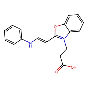 3-(2-carboxyethyl)-2-[(E)-2-(phenylamino)ethenyl]-1,3-benzoxazol-3-ium structure