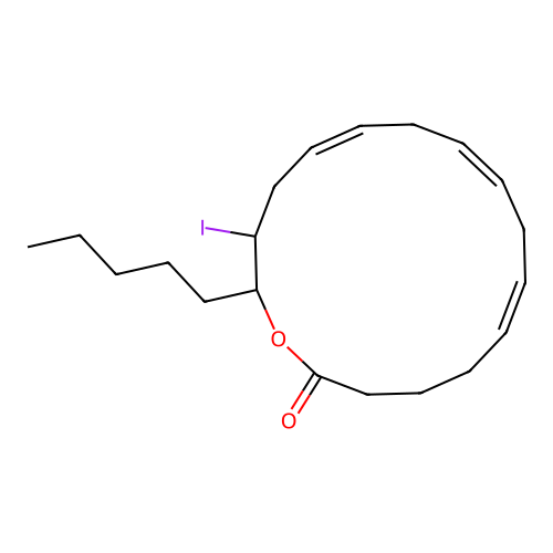 14-Iodo-15-hydroxyeicosatrienoic acid, omega lactone structure