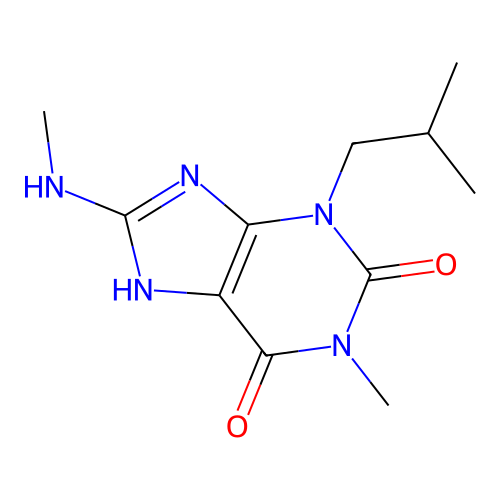 1-Methyl-3-isobutyl-8-(methylamino)-xanthine structure