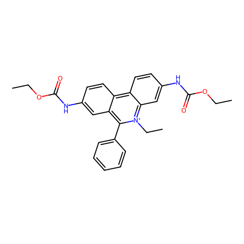 3,8-Bis((ethoxycarbonyl)amino)-5-ethyl-6-phenylphenanthridinium structure