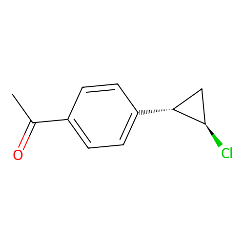 1-[4-[(1S,2R)-2-chlorocyclopropyl]phenyl]ethanone structure