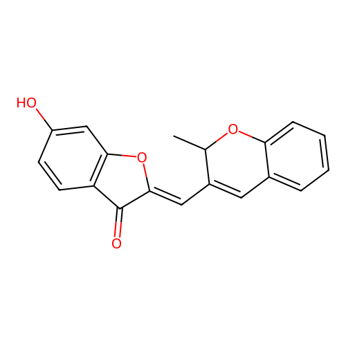 (Z)-6-hydroxy-2-((2-methyl-2H-chromen-3-yl)methylene)benzofuran-3(2H)-one structure