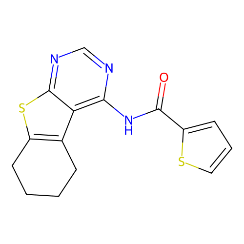 N-(5,6,7,8-tetrahydro[1]benzothieno[2,3-d]pyrimidin-4-yl)thiophene-2-carboxamide structure