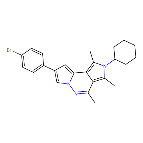 8-(4-bromophenyl)-2-cyclohexyl-1,3,4-trimethyl-2H-dipyrrolo[1,2-b:3',4'-d]pyridazine structure