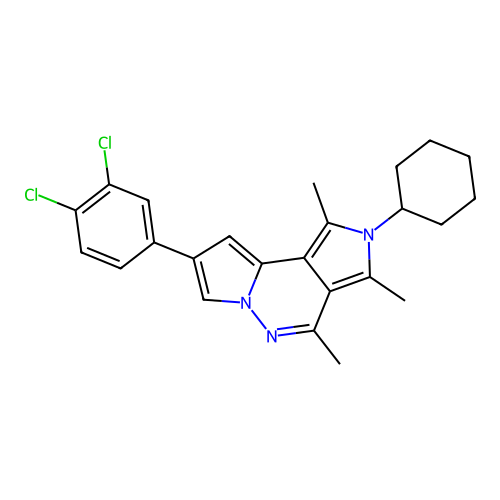 2-cyclohexyl-8-(3,4-dichlorophenyl)-1,3,4-trimethyl-2H-dipyrrolo[1,2-b:3',4'-d]pyridazine structure
