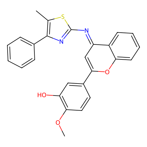 (E)-2-methoxy-5-(4-((5-methyl-4-phenylthiazol-2-yl)imino)-4H-chromen-2-yl)phenol structure