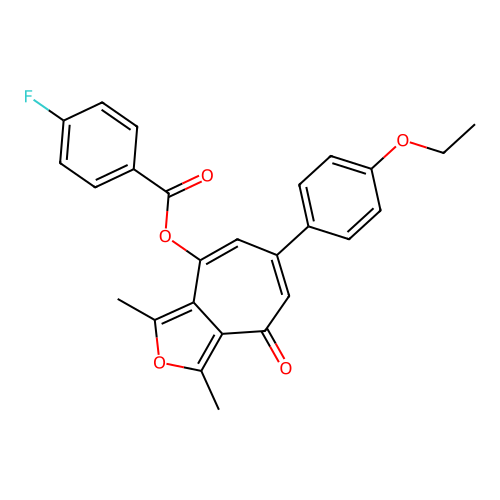 6-(4-ethoxyphenyl)-1,3-dimethyl-4-oxo-4H-cyclohepta[c]furan-8-yl 4-fluorobenzoate structure
