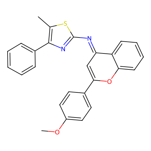 (E)-N-(2-(4-methoxyphenyl)-4H-chromen-4-ylidene)-5-methyl-4-phenylthiazol-2-amine structure