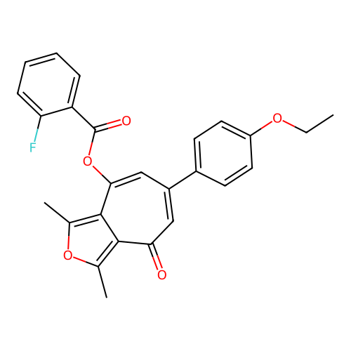6-(4-ethoxyphenyl)-1,3-dimethyl-4-oxo-4H-cyclohepta[c]furan-8-yl 2-fluorobenzoate structure