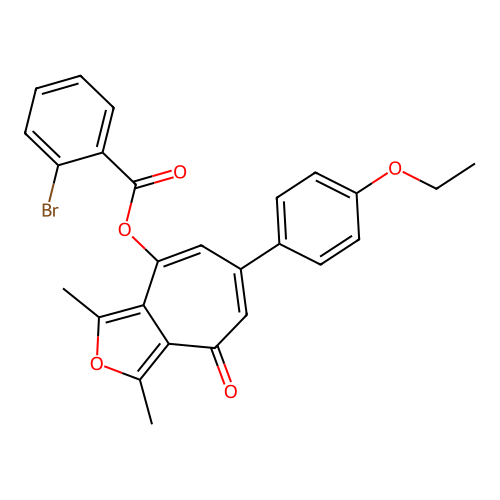 6-(4-ethoxyphenyl)-1,3-dimethyl-4-oxo-4H-cyclohepta[c]furan-8-yl 2-bromobenzoate structure