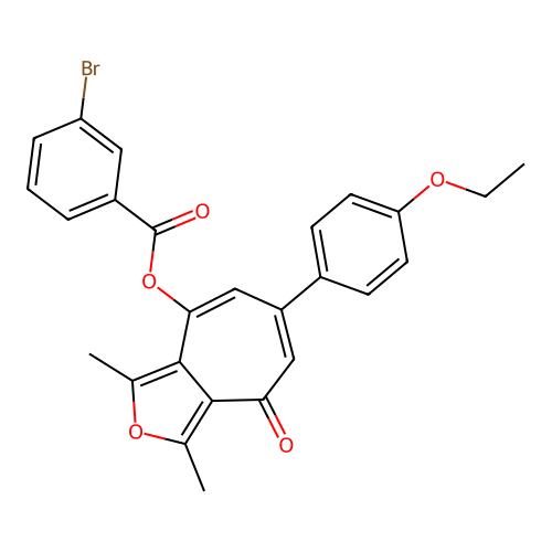 6-(4-ethoxyphenyl)-1,3-dimethyl-4-oxo-4H-cyclohepta[c]furan-8-yl 3-bromobenzoate structure