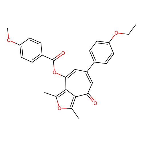 6-(4-ethoxyphenyl)-1,3-dimethyl-4-oxo-4H-cyclohepta[c]furan-8-yl 4-methoxybenzoate structure