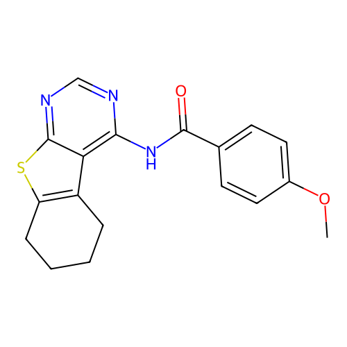 4-methoxy-N-(5,6,7,8-tetrahydro[1]benzothieno[2,3-d]pyrimidin-4-yl)benzamide structure