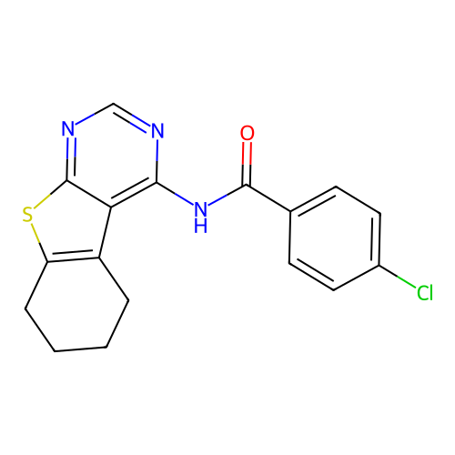 4-chloro-N-(5,6,7,8-tetrahydro[1]benzothieno[2,3-d]pyrimidin-4-yl)benzamide structure