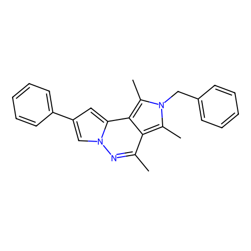 2-benzyl-1,3,4-trimethyl-8-phenyl-2H-dipyrrolo[1,2-b:3',4'-d]pyridazine structure