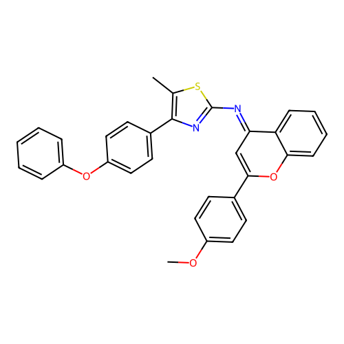 2-(4-methoxyphenyl)-N-[5-methyl-4-(4-phenoxyphenyl)-1,3-thiazol-2-yl]chromen-4-imine structure