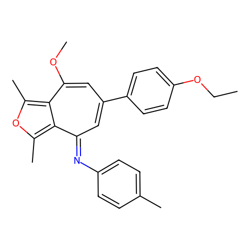 (E)-N-(6-(4-ethoxyphenyl)-8-methoxy-1,3-dimethyl-4H-cyclohepta[c]furan-4-ylidene)-4-methylaniline structure