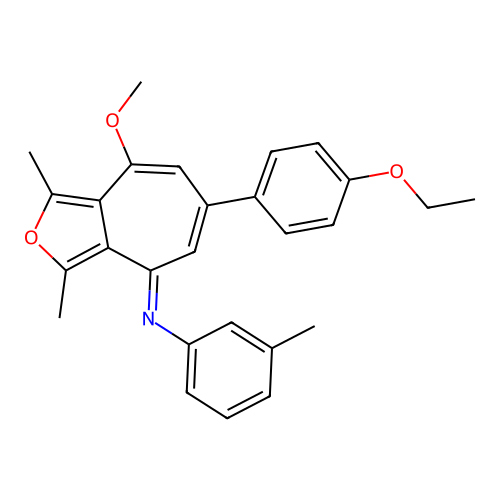 (E)-N-(6-(4-ethoxyphenyl)-8-methoxy-1,3-dimethyl-4H-cyclohepta[c]furan-4-ylidene)-3-methylaniline structure