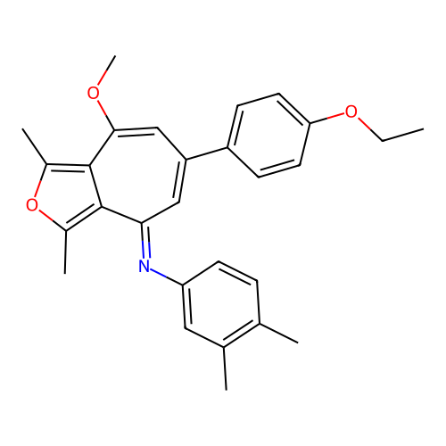 (E)-N-(6-(4-ethoxyphenyl)-8-methoxy-1,3-dimethyl-4H-cyclohepta[c]furan-4-ylidene)-3,4-dimethylaniline structure