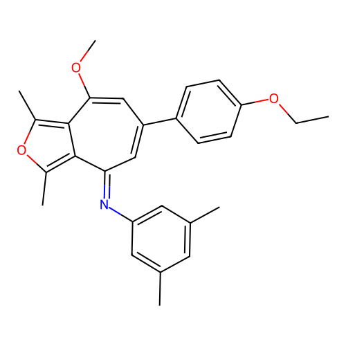 (E)-N-(6-(4-ethoxyphenyl)-8-methoxy-1,3-dimethyl-4H-cyclohepta[c]furan-4-ylidene)-3,5-dimethylaniline structure