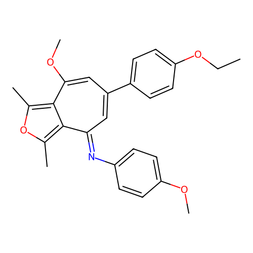 (E)-N-(6-(4-ethoxyphenyl)-8-methoxy-1,3-dimethyl-4H-cyclohepta[c]furan-4-ylidene)-4-methoxyaniline structure