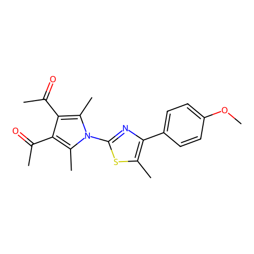 1,1'-{1-[4-(4-methoxyphenyl)-5-methyl-1,3-thiazol-2-yl]-2,5-dimethyl-1H-pyrrole-3,4-diyl}diethanone structure
