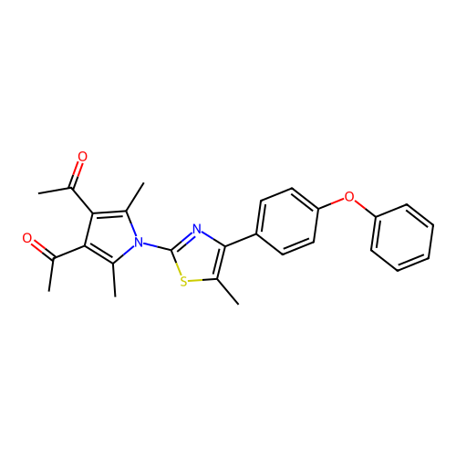 1-[4-acetyl-2,5-dimethyl-1-[5-methyl-4-(4-phenoxyphenyl)-1,3-thiazol-2-yl]pyrrol-3-yl]ethanone structure