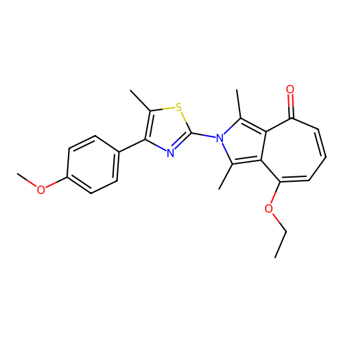 4-ethoxy-2-[4-(4-methoxyphenyl)-5-methyl-1,3-thiazol-2-yl]-1,3-dimethylcyclohepta[c]pyrrol-8-one structure