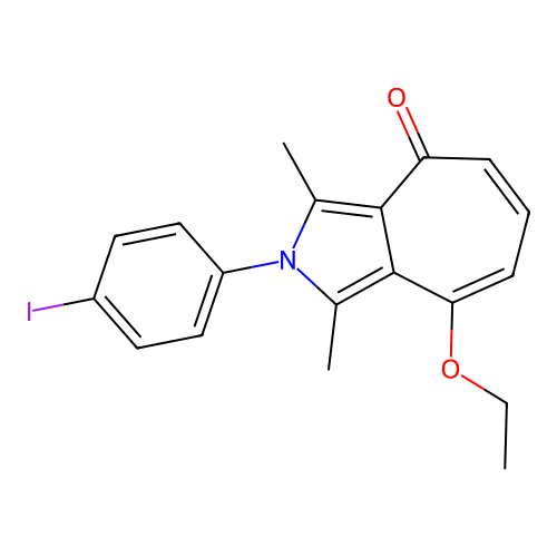 8-ethoxy-2-(4-iodophenyl)-1,3-dimethylcyclohepta[c]pyrrol-4(2H)-one structure