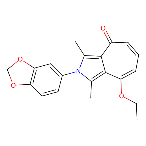 2-(1,3-benzodioxol-5-yl)-8-ethoxy-1,3-dimethylcyclohepta[c]pyrrol-4(2H)-one structure