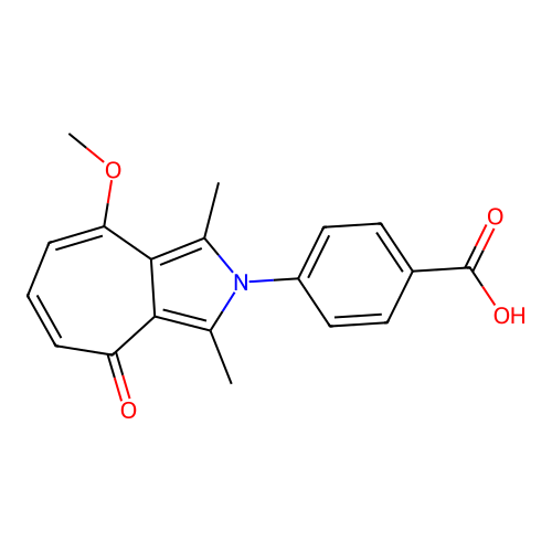 4-(8-methoxy-1,3-dimethyl-4-oxocyclohepta[c]pyrrol-2(4H)-yl)benzoic acid structure