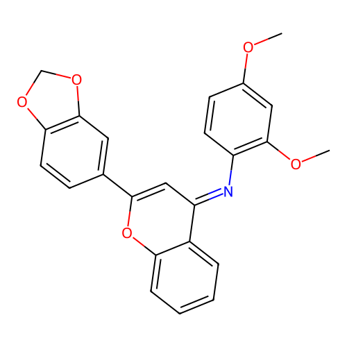 N-[(4E)-2-(1,3-benzodioxol-5-yl)-4H-chromen-4-ylidene]-2,4-dimethoxyaniline structure