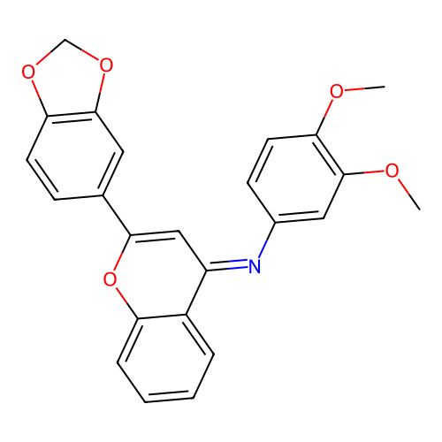 (E)-N-(2-(benzo[d][1,3]dioxol-5-yl)-4H-chromen-4-ylidene)-3,4-dimethoxyaniline structure