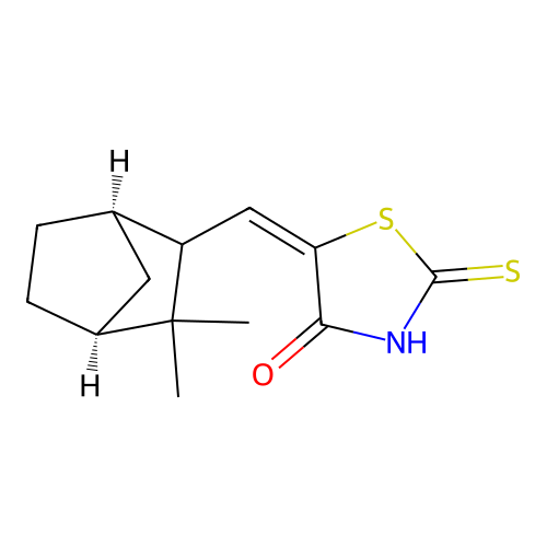 4-Thiazolidinone, 5-((3,3-dimethylbicyclo(2.2.1)hept-2-yl)methylene)-2-thioxo-, exo- structure