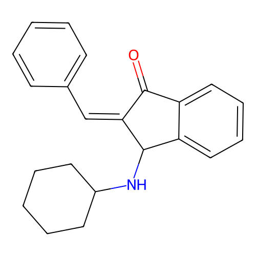 3-(cyclohexylamino)-2-(phenylmethylene)-3H-inden-1-one structure
