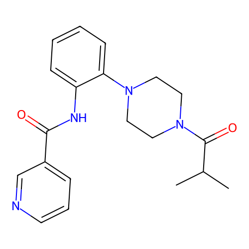 N-{2-[4-(2-methylpropanoyl)piperazin-1-yl]phenyl}pyridine-3-carboxamide structure