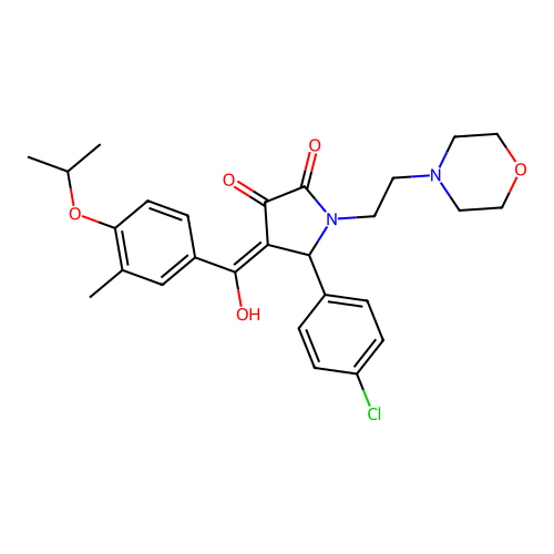 (4E)-5-(4-chlorophenyl)-4-[hydroxy-(3-methyl-4-propan-2-yloxyphenyl)methylidene]-1-(2-morpholin-4-ylethyl)pyrrolidine-2,3-dione structure