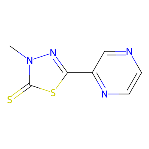 3-Methyl-5-pyrazin-2-yl-1,3,4-thiadiazoline-2-thione structure