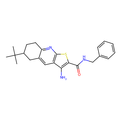 3-amino-N-benzyl-6-tert-butyl-5,6,7,8-tetrahydrothieno[2,3-b]quinoline-2-carboxamide structure