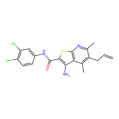 5-allyl-3-amino-N-(3,4-dichlorophenyl)-4,6-dimethylthieno[2,3-b]pyridine-2-carboxamide structure
