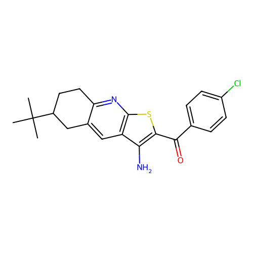 (3-amino-6-(tert-butyl)-5,6,7,8-tetrahydrothieno[2,3-b]quinolin-2-yl)(4-chlorophenyl)methanone structure