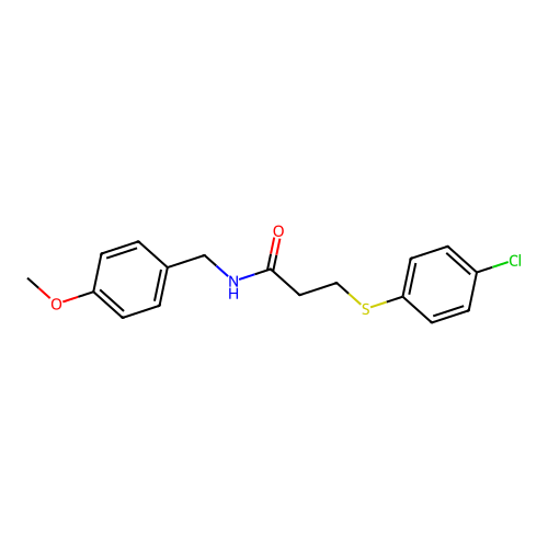 3-[(4-chlorophenyl)sulfanyl]-N-(4-methoxybenzyl)propanamide structure