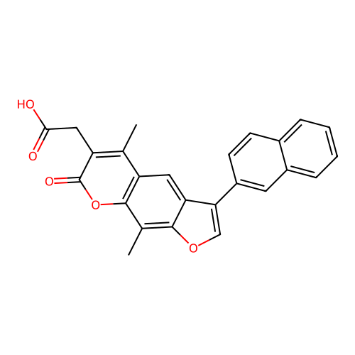 2-(5,9-dimethyl-3-(naphthalen-2-yl)-7-oxo-7H-furo[3,2-g]chromen-6-yl)acetic acid structure