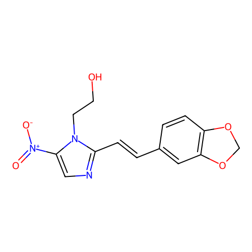 2-(2-(2-(Benzo[d][1,3]dioxol-5-yl)vinyl)-5-nitro-1H-imidazol-1-yl)ethanol structure