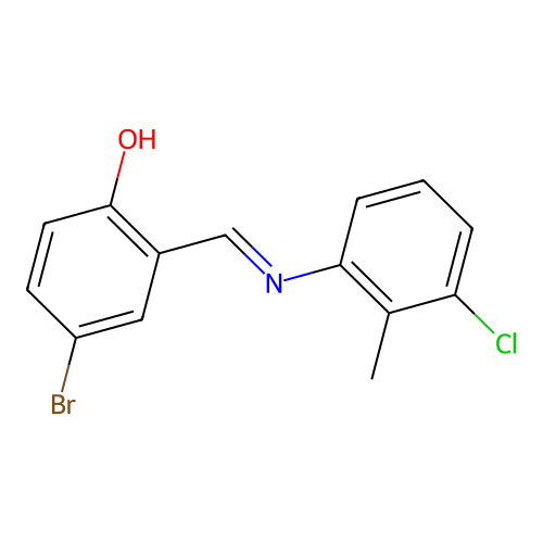 4-Bromo-2-{[(3-chloro-2-methylphenyl)imino]methyl}phenol structure