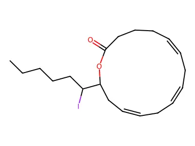 15-(1-Iodohexyl)-1-oxacyclopentadeca-6,9,12-trien-2-one structure