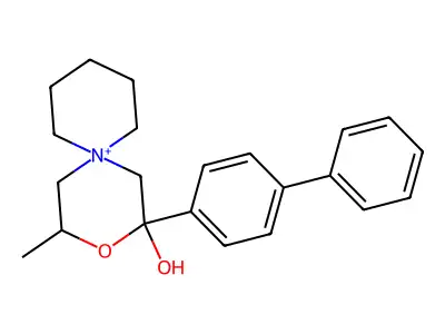 2-[1,1a(2)-Biphenyl]-4-yl-2-hydroxy-4-methyl-3-oxa-6-azoniaspiro[5.5]undecane structure