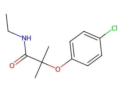 2-(4-chlorophenoxy)-N-ethyl-2-methylpropanamide structure