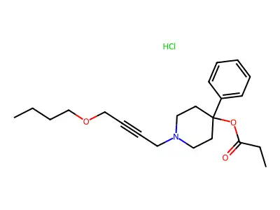 1-(4-Butoxy-2-butynyl)-4-phenyl-4-piperidinol propionate hydrochloride structure