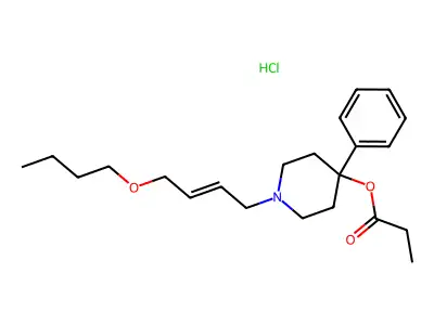 [1-(4-Butoxybut-2-enyl)-4-phenylpiperidin-4-yl] propanoate;hydrochloride structure
